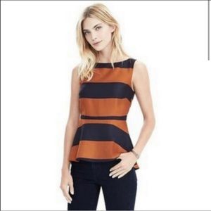 Banana Republic Sleeveless Peplum Top Orange Navy